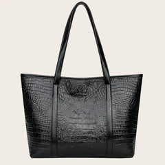 Vintage Crocodile Leather Handbag Large Capacity Shoulder Shopping Bag