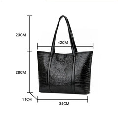 Vintage Crocodile Leather Handbag Large Capacity Shoulder Shopping Bag