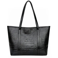 Vintage Crocodile Leather Handbag Large Capacity Shoulder Shopping Bag