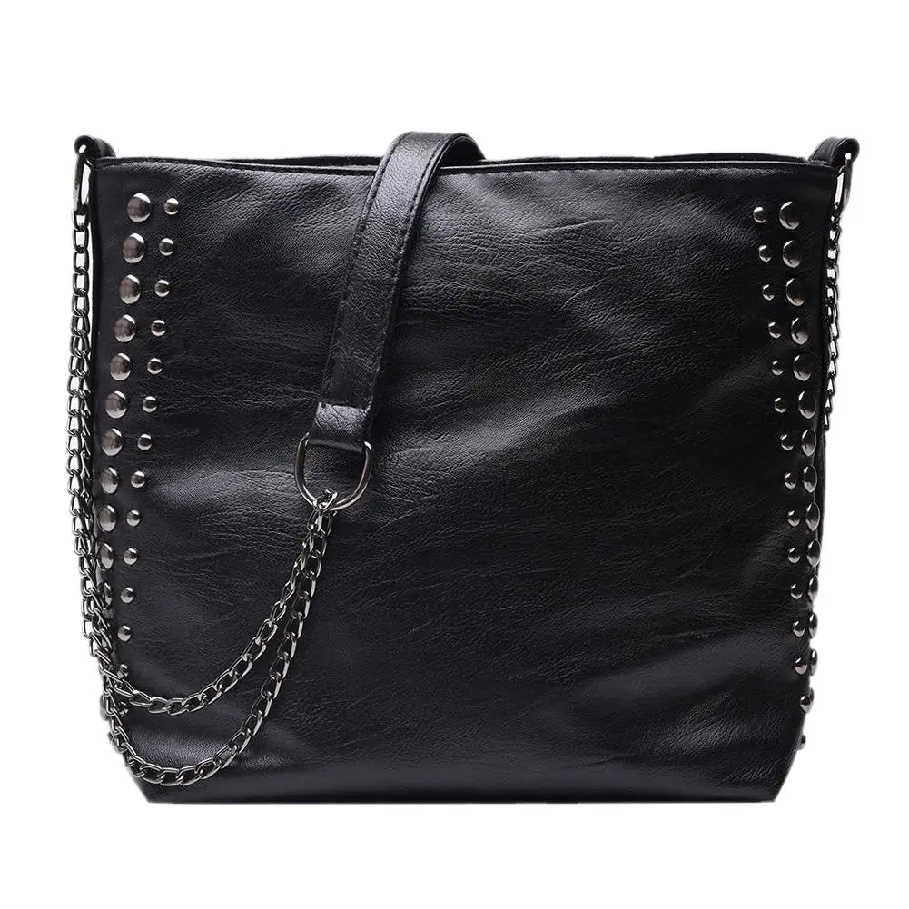 Hot Handbags Solid Ladies Shoulder Messenger Bags Rivet Leather Crossbody Bag