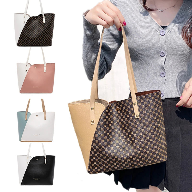 Large Women's Bag High Capacity PU Leather Shoulder Bag