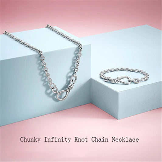Silver Chunky Infinity Knot Chain Necklace for Charms Jewelry Making