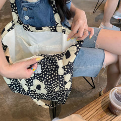 Flower Print Shoulder Bags Big Capacity Ladies Shopping Bags Canvas Handbags