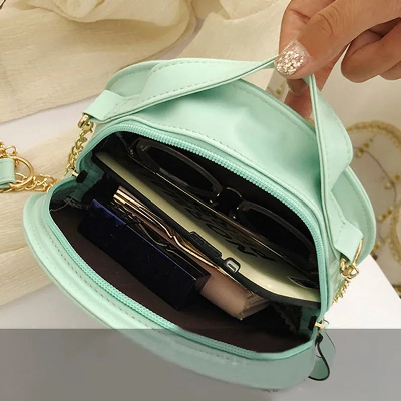 Sweet Lace Round Handbags High PU Leather Women Crossbody Bags