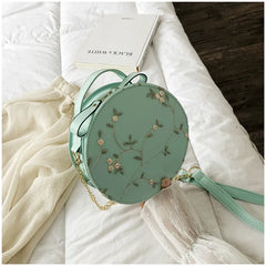 Sweet Lace Round Handbags High PU Leather Women Crossbody Bags