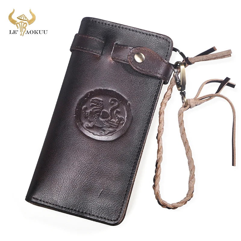 Men's Vintage Long Chain Wallet Multi-Layer Clutch Bag 3377