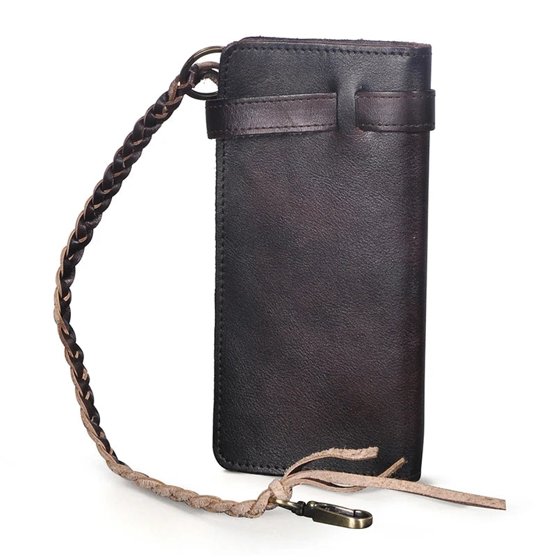 Men's Vintage Long Chain Wallet Multi-Layer Clutch Bag 3377