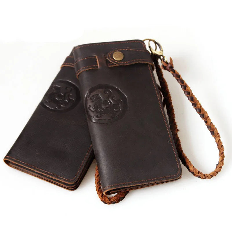Men's Vintage Long Chain Wallet Multi-Layer Clutch Bag 3377