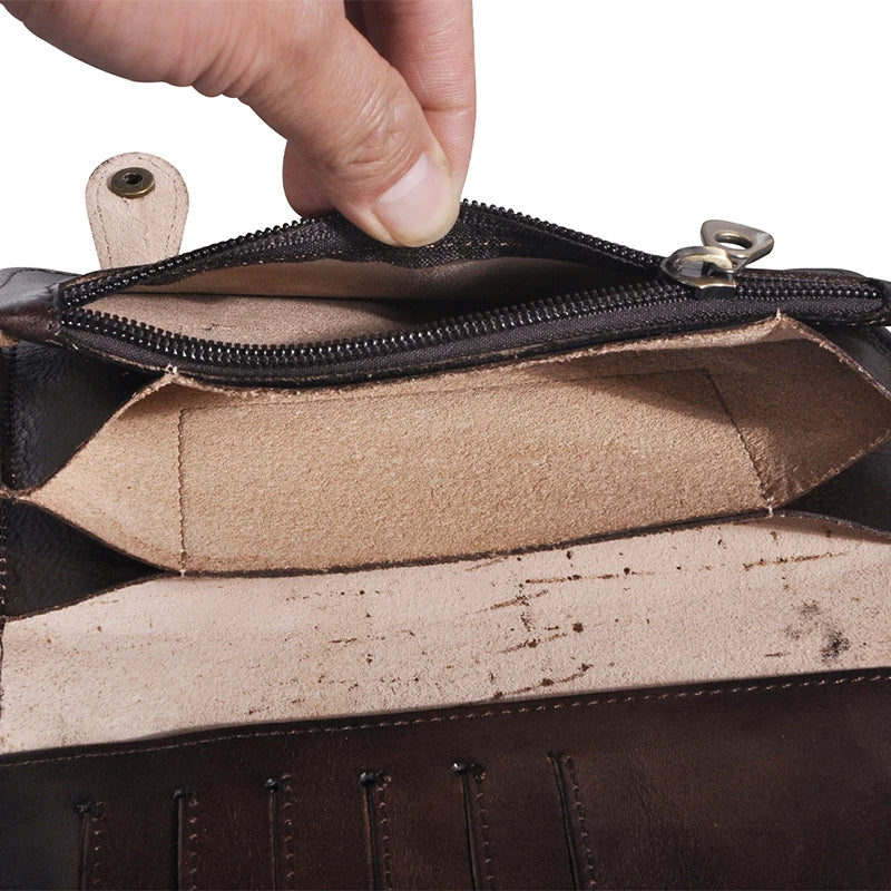 Men's Vintage Long Chain Wallet Multi-Layer Clutch Bag 3377