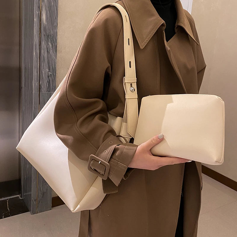 Women Handbag Set Large Capacity PU Leather Bags Wild Shoulder Bag Femme