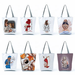Eco-Friendly Cartoon Girl Shoulder Bag