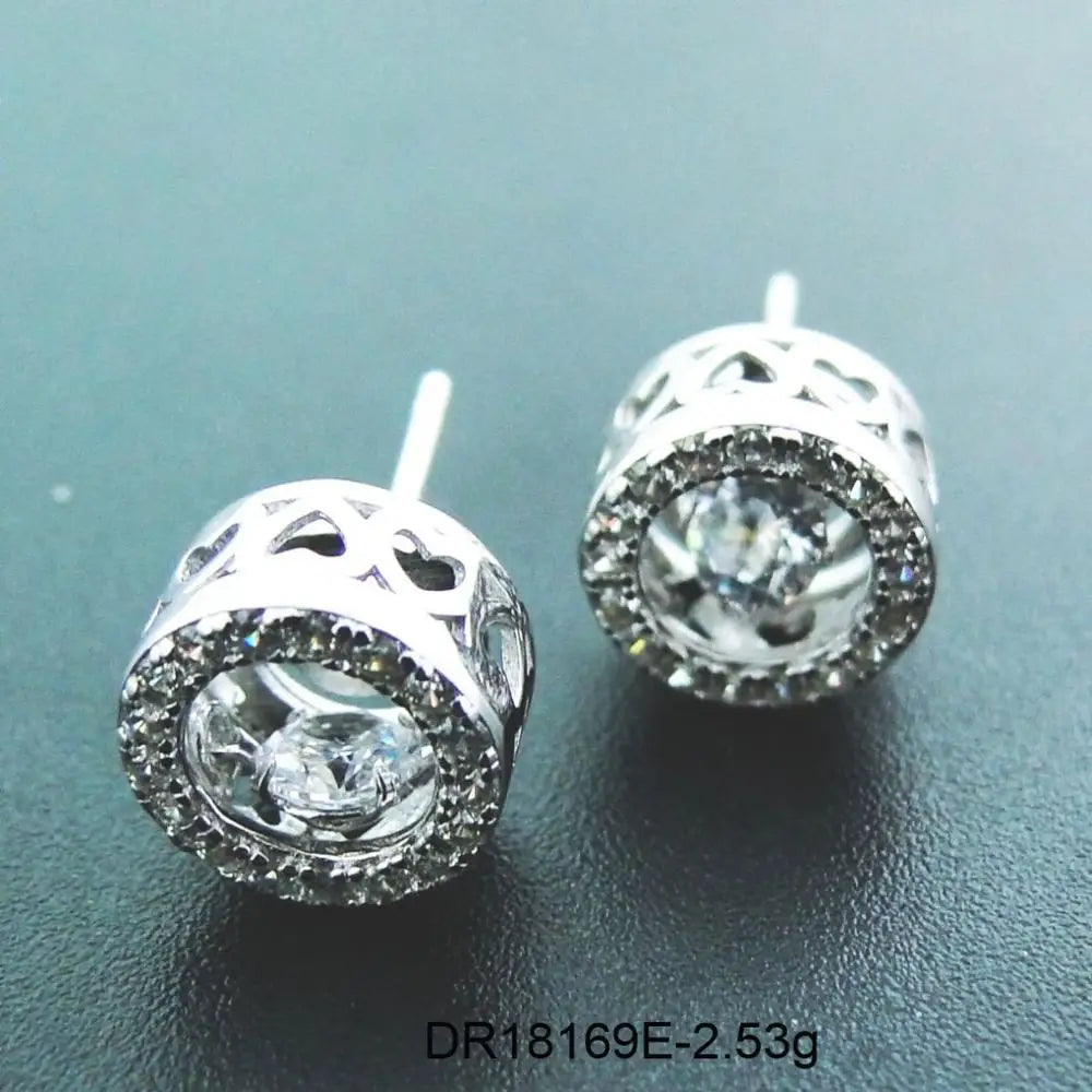 925 Silver Dancing Diamond CZ Womens Stud Earrings For Party