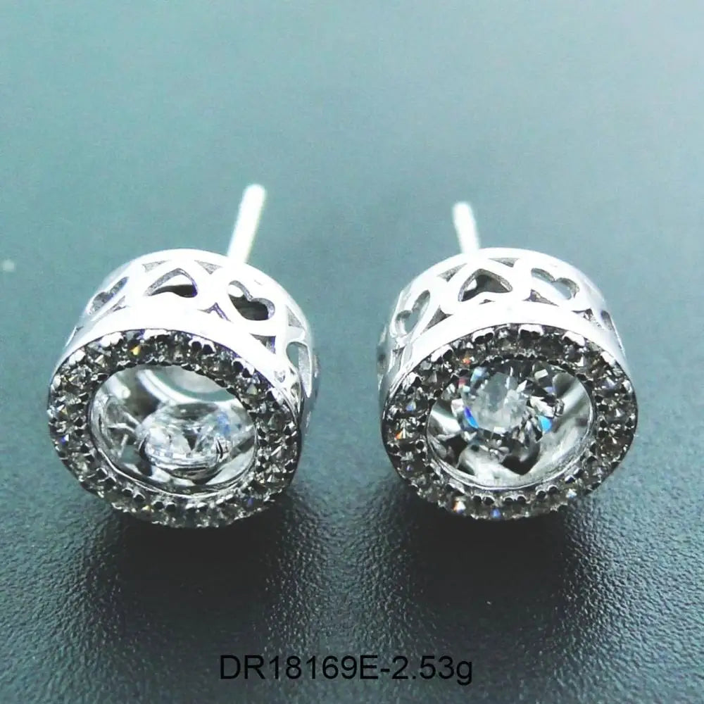 925 Silver Dancing Diamond CZ Womens Stud Earrings For Party