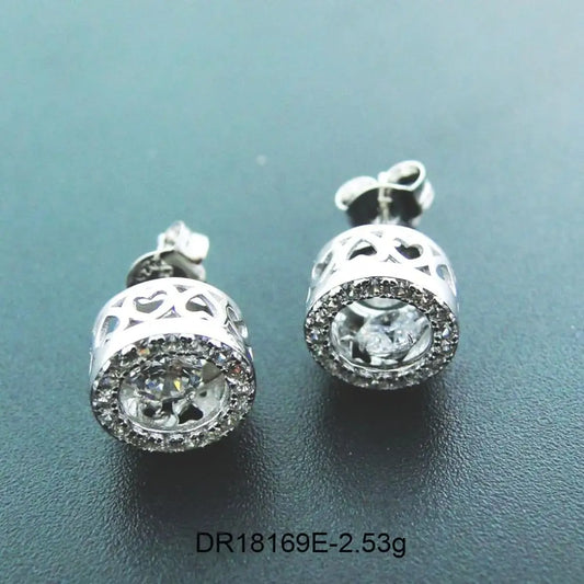 925 Silver Dancing Diamond CZ Womens Stud Earrings For Party