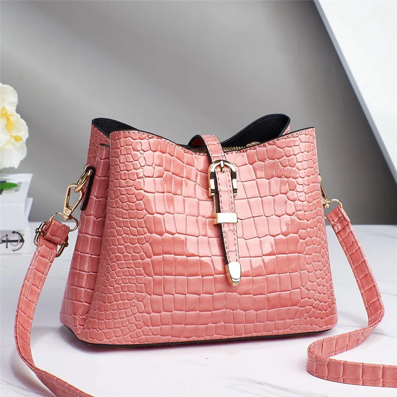 Stone Pattern Bucket Bag Large Capacity Crossbody Bag