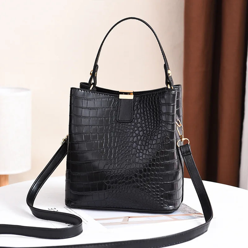 Stone Pattern Bucket Bag Women Handbag