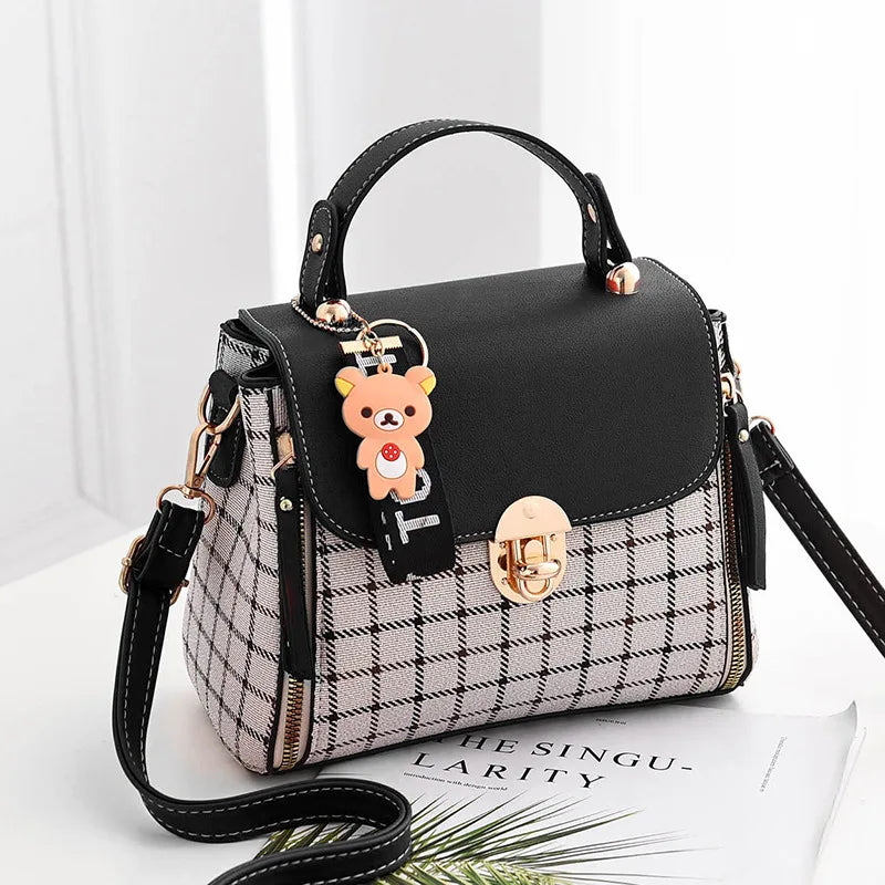 Women's Plaid Small Square Shoulder Bag - Western Style