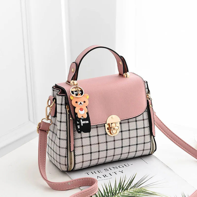 Women's Plaid Small Square Shoulder Bag - Western Style