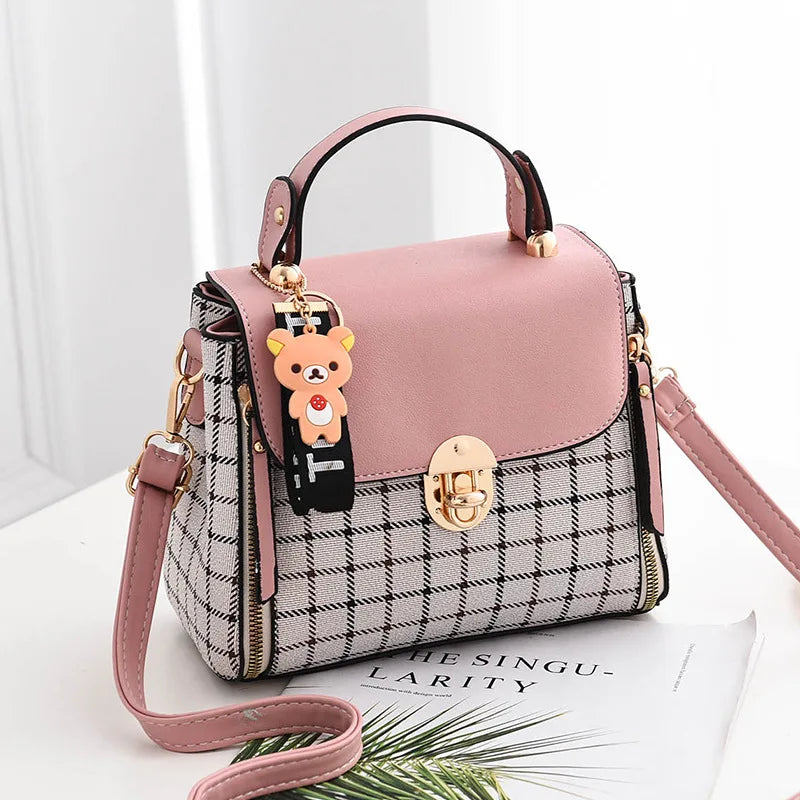 Women's Plaid Small Square Shoulder Bag - Western Style