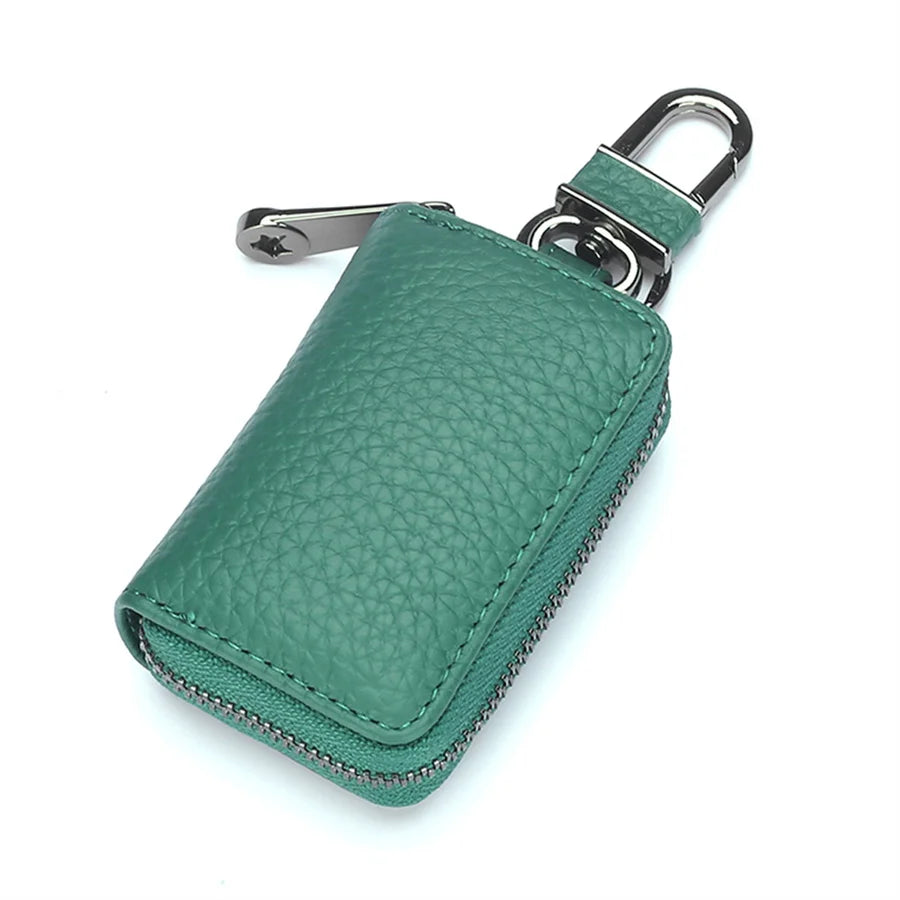 Mini Car Key Holder Zippered Leather Key Wallet for Man
