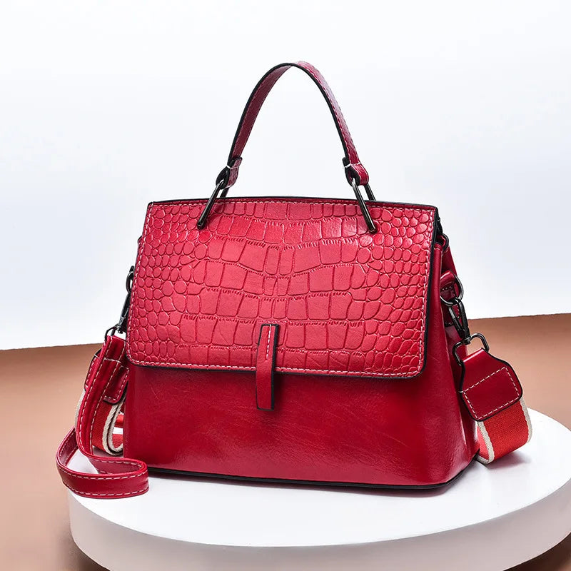 Versatile Stone Pattern Shoulder Handbag Women Retro Messenger Bag