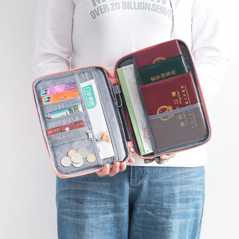Waterproof Travel Wallet Family Passport Holder Document Organizer