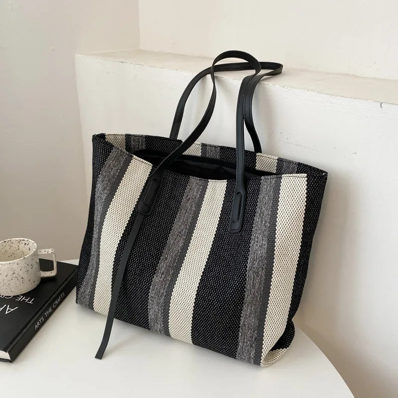 Vintage Canvas Handbags Shopper Bags Women Lightweight Shoulder Bags