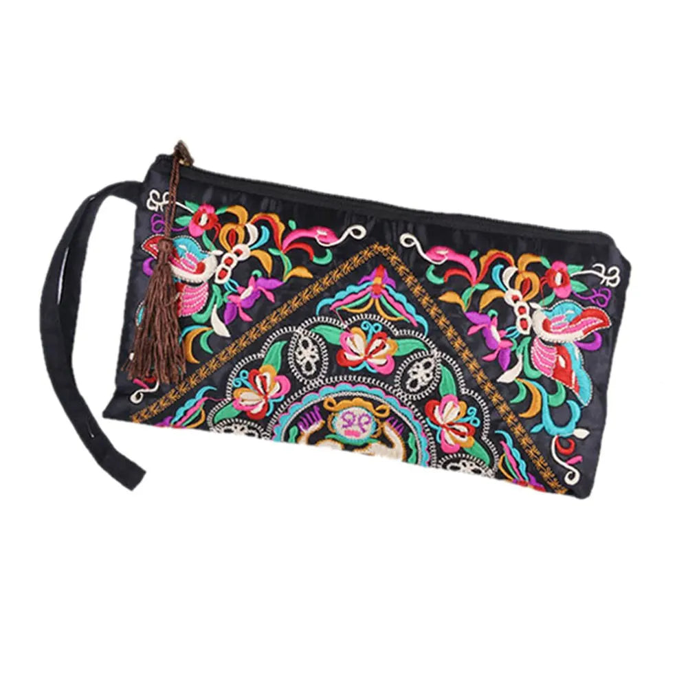 Vintage Ethnic Shoulder Bag Embroidery Boho Hippie Tassel Tote Wallets