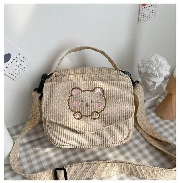 Canvas Zipper Bag Preppy Style Student Tote Shoulder Messenger Bag