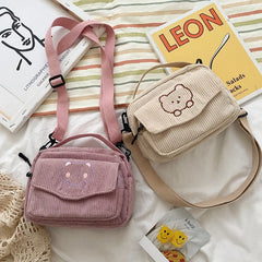 Canvas Zipper Bag Preppy Style Student Tote Shoulder Bag