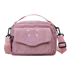Canvas Zipper Bag Preppy Style Student Tote Shoulder Bag