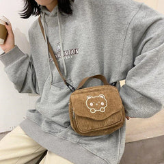 Canvas Zipper Bag Preppy Style Student Tote Shoulder Messenger Bag