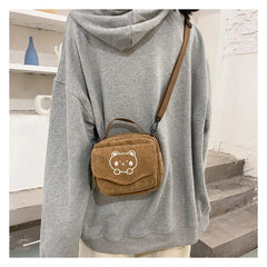 Canvas Zipper Bag Preppy Style Student Tote Shoulder Messenger Bag
