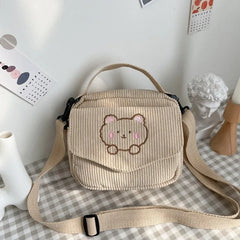 Canvas Zipper Bag Preppy Style Student Tote Shoulder Messenger Bag