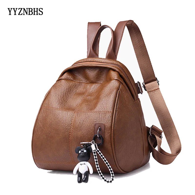 Vintage Leather Backpack for Women - Travel Shoulder Bag