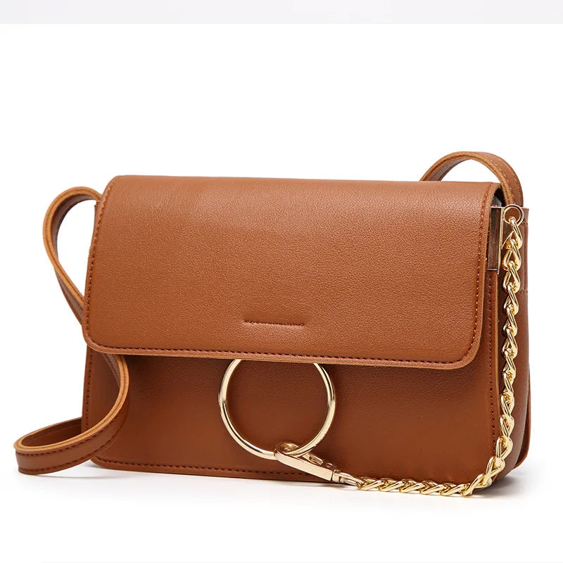 Embroidered Women's Leather Crossbody Bag