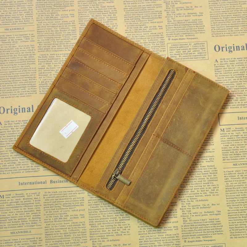 Unisex Leather Long Wallet Business Wallets