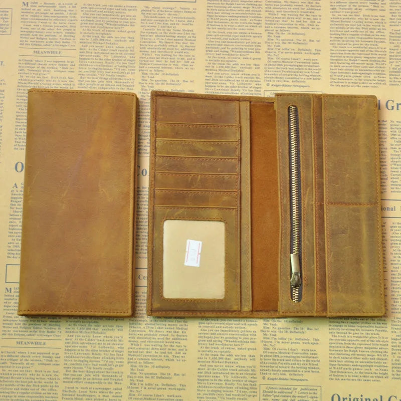 Unisex Leather Long Wallet Business Wallets