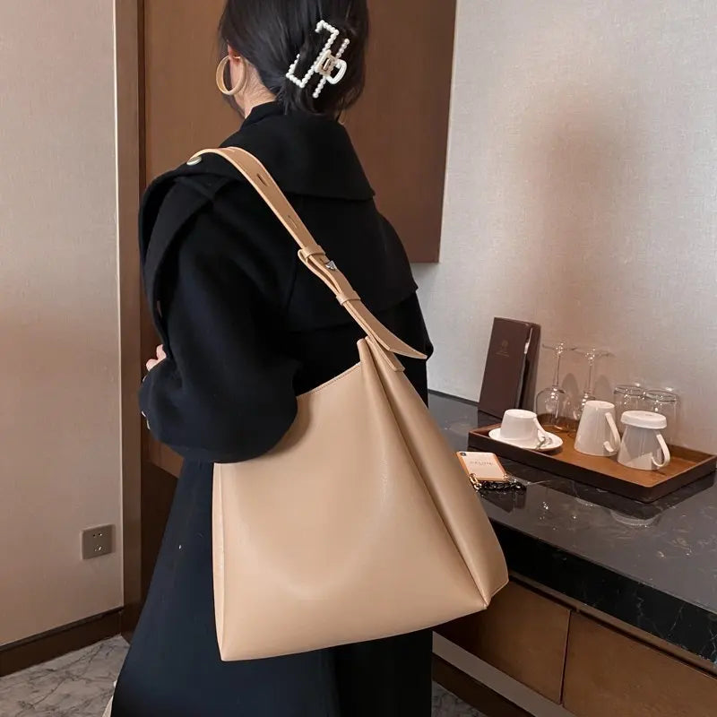 Women's 2-Piece Handbag Set Large Capacity Shoulder Bags PU Leather Wild Bags