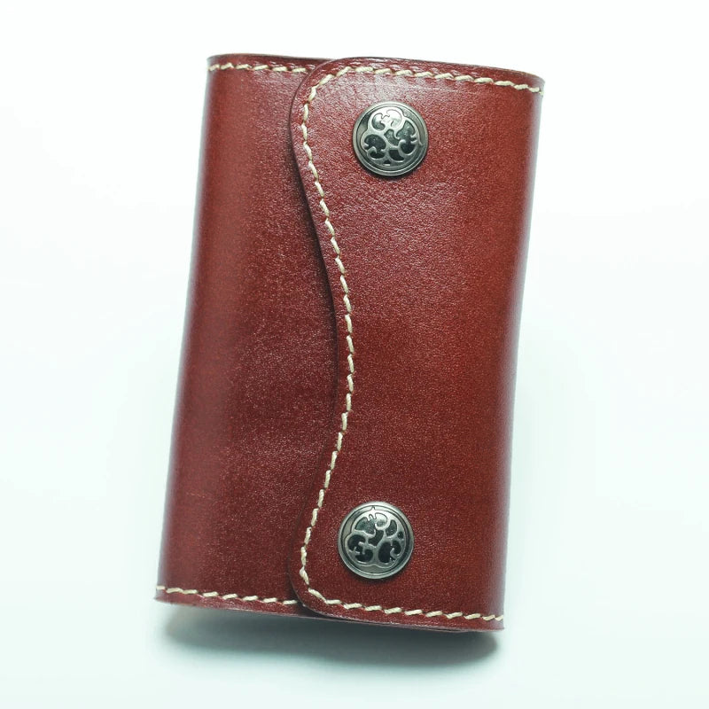 Vintage Japanese Leather Keychain Wallet for Men Women
