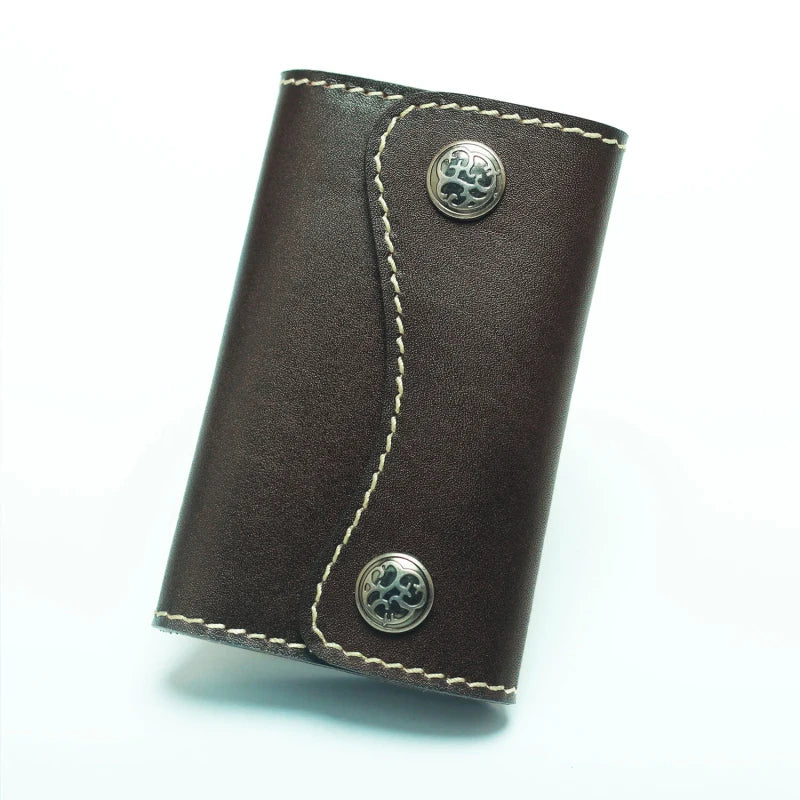 Vintage Japanese Leather Keychain Wallet for Men Women