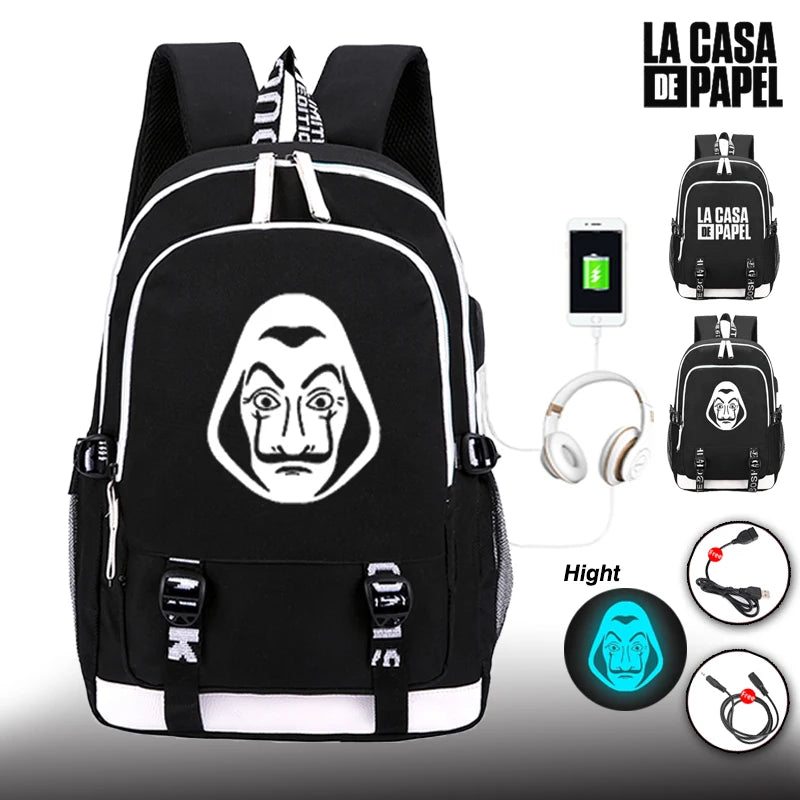 House of Paper Backpack USB Charge Capacity Bag