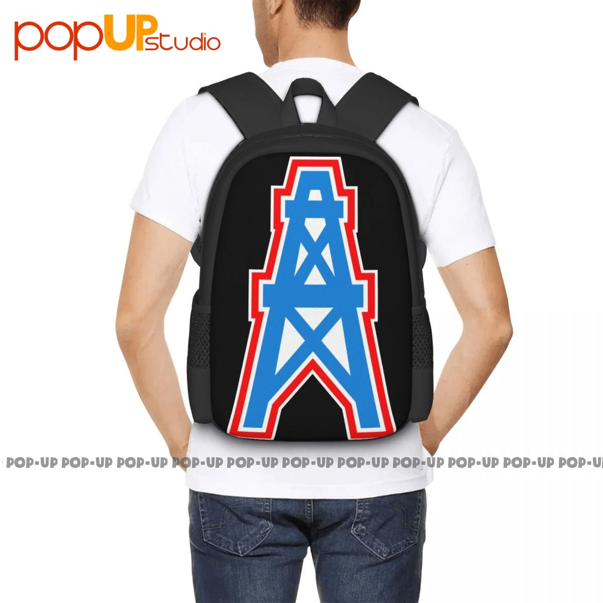 Houston Oilers Rugby Team Backpack Large Capacity Vintage Schoolbag