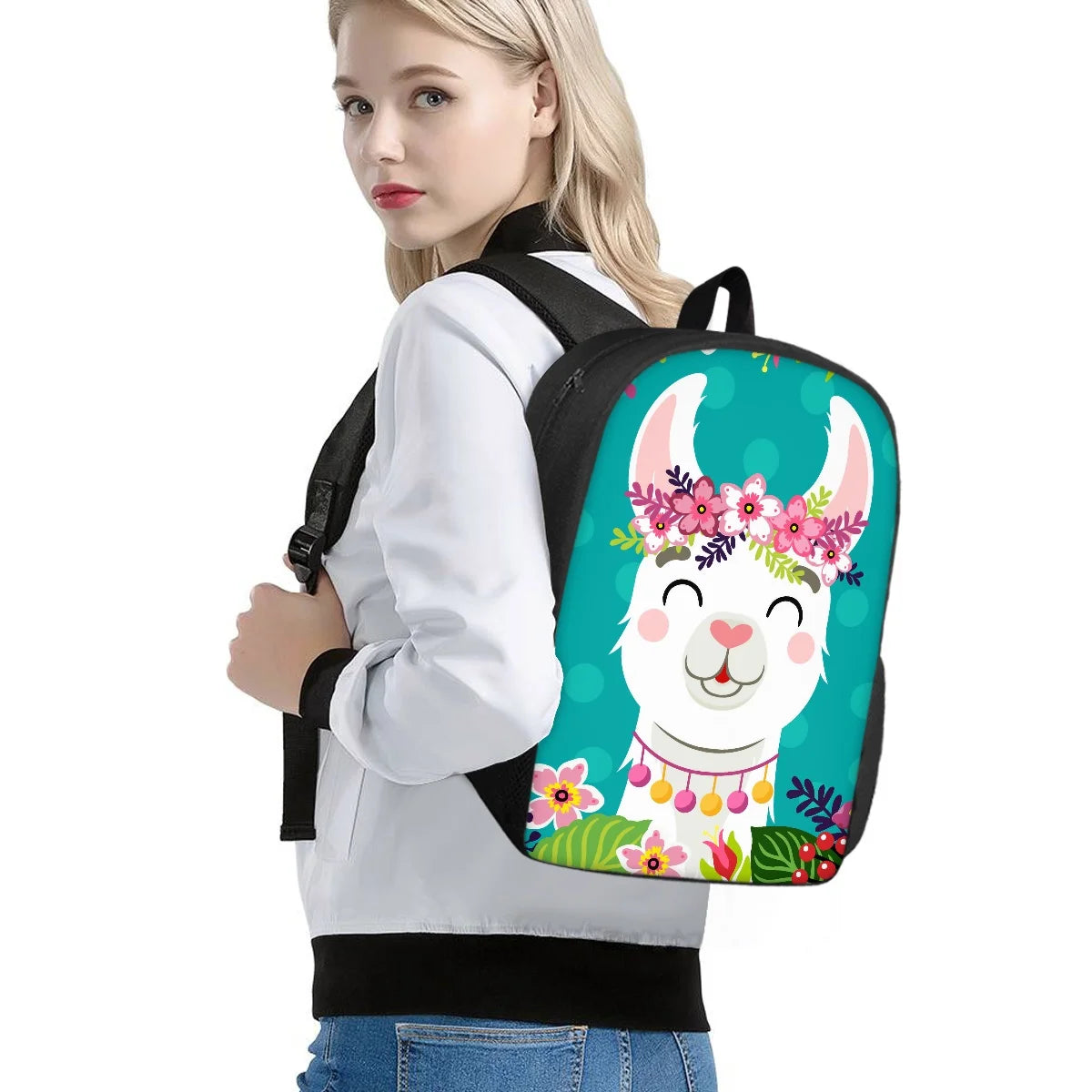 Kids Backpack Alpaca Sloth Animal Large Capacity Lightweight Schoolbag