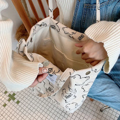 Corduroy Tote Bag with Inner Pocket for Women