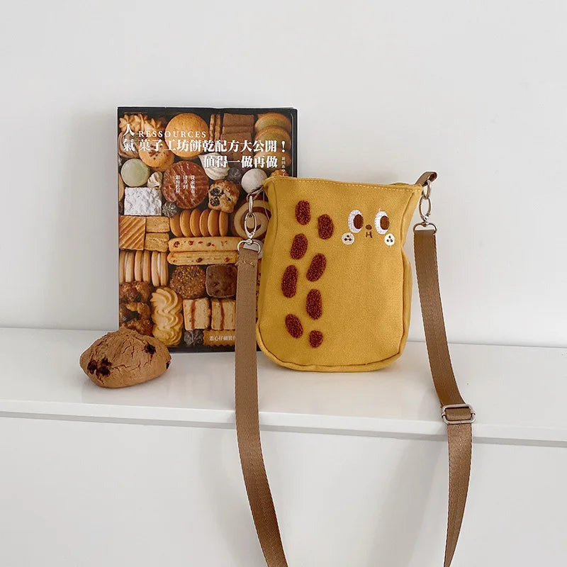 Peanut Cartoon Canvas Shoulder Bag Tote Handbag Women's Drawstring