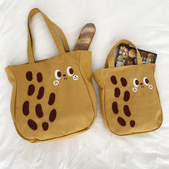 Peanut Cartoon Canvas Shoulder Bag Tote Handbag Women's Drawstring