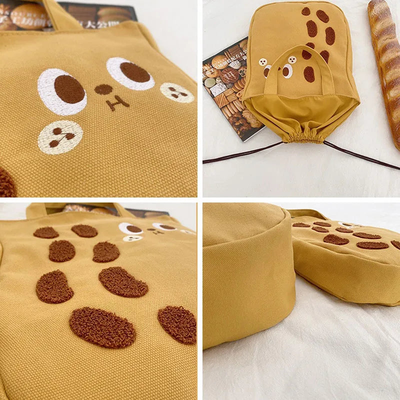Peanut Cartoon Canvas Shoulder Bag Tote Handbag Women's Drawstring