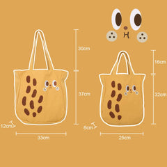 Peanut Cartoon Canvas Shoulder Bag Tote Handbag Women's Drawstring