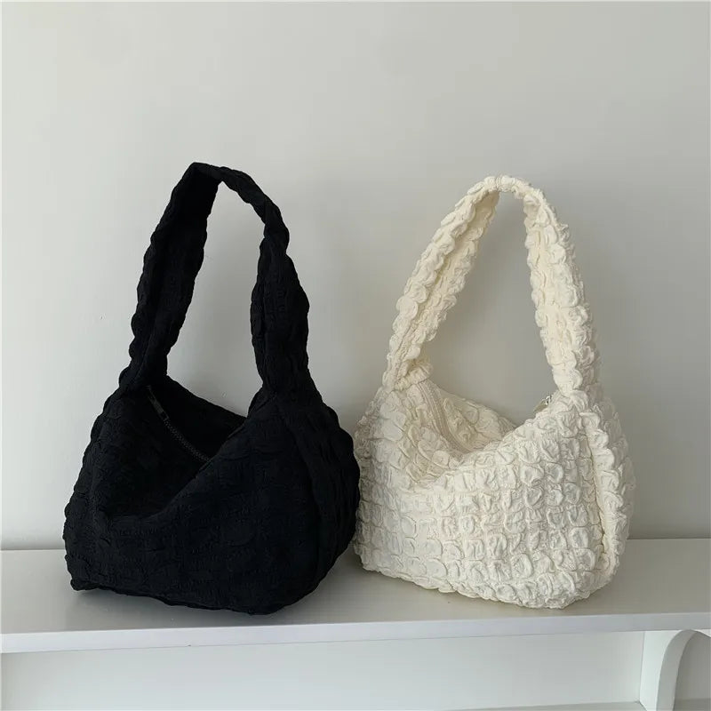 Polyester Fiber Casual Tote Handbag Large Capacity Shoulder Bag